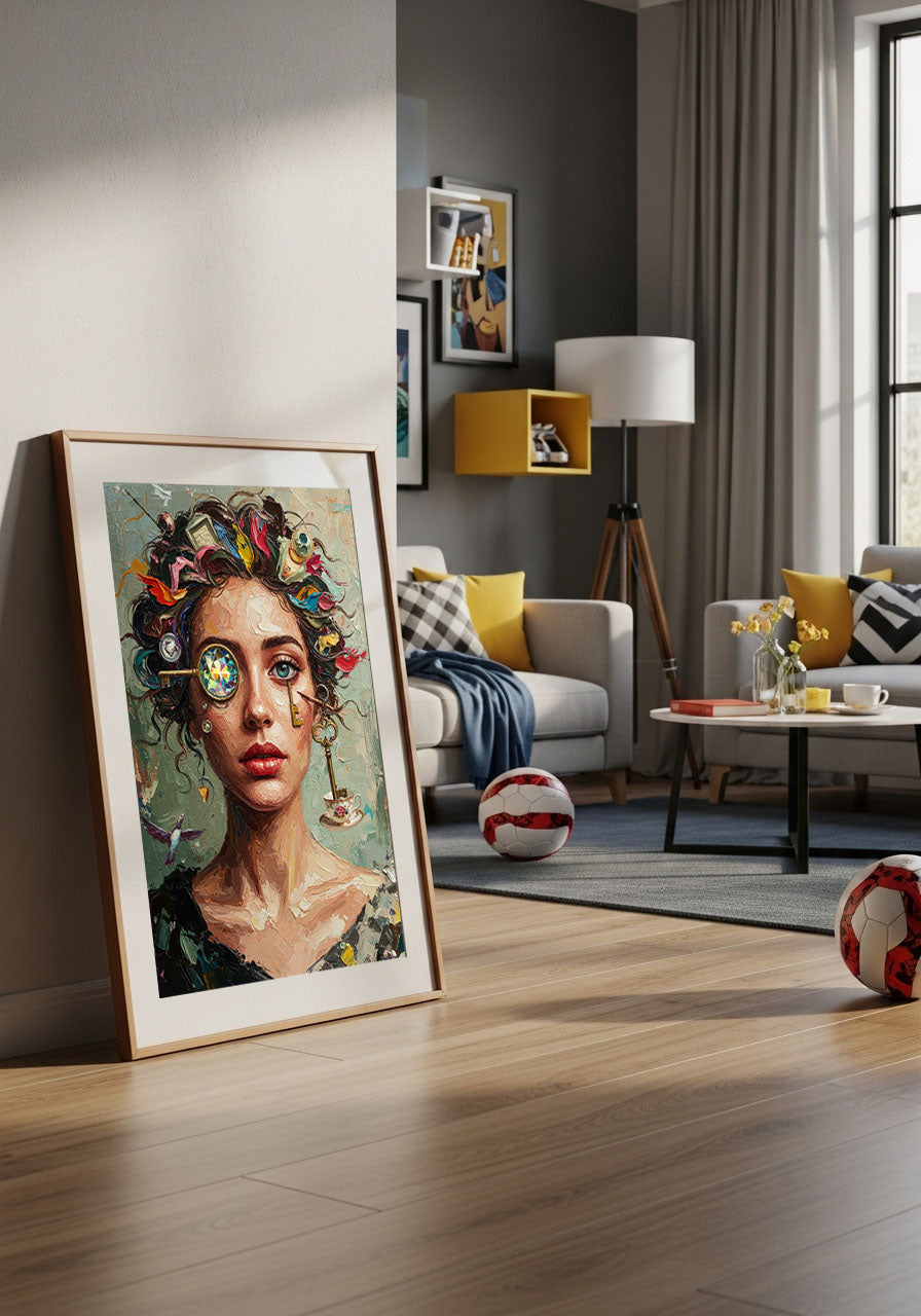 Surrealist Oil Painting Portrait of a Woman – Modern Wall Art Digital Download