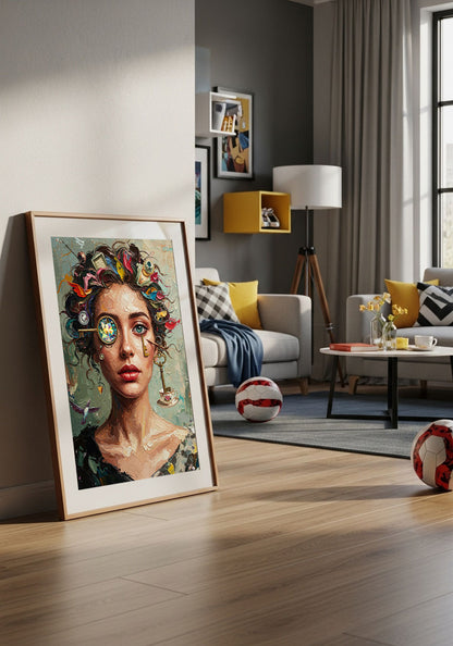 Surrealist Oil Painting Portrait of a Woman – Modern Wall Art Digital Download